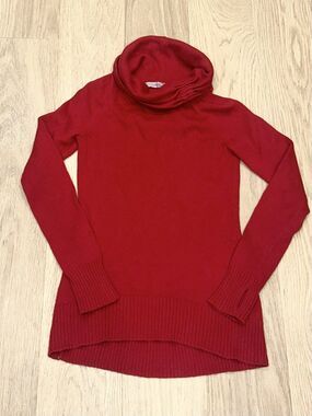 Athleta Cowl Neck Sweater Womens XS Cotton Cashmere Red 929695